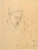 Portrait de Jean Desbordes by Jean Cocteau, 1928, Crayon sur papier, sold Apr 2024