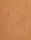Portrait d'un dormeur (Jean Desbordes) by Jean Cocteau, 1927, Encre sur papier, sold Apr 2024