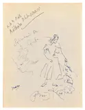 Profil gauche et Souvenir des forains by Jean Cocteau & Christian Bérard, 1946, Stylo sur papier (dos de la page de justification du programme des Ballets des Champs-Elysées de 1946), sold Apr 2024