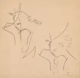 Étude pour le mur du fond de la salle des mariages de la Mairie de Menton by Jean Cocteau, 1956, Crayon gras sur papier, sold Apr 2024