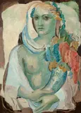 Femme à la corne d'abondance by Maria Lagorio, 1932, Huile sur toile, sold Apr 2024