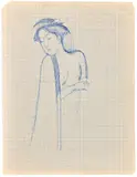 Nu féminin japonais au manteau (d'après une estampe japonaise) by dit Balthus Klossowski de Rola, 1963-1972, Stylo bille sur papier quadrillé, sold Apr 2024