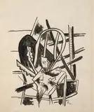 A la ferme by Fernand Léger, circa 1950, Encre et lavis d'encre sur papier, sold Apr 2024