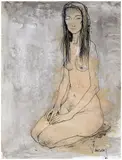 Nu assis by Jean Jansem, Encre et aquarelle sur papier, sold Apr 2024