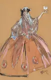 Dame au bal masqué by Jean-Gabriel Domergue, 1922, Gouache, aquarelle et fusain sur papier, sold Apr 2024
