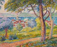 Saint-Tropez, le Golfe by Yvonne Canu, Huile sur toile, sold Apr 2024
