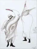 Le ventre de Paris by Mihail Chemiakin, 1977, Encre de Chine et aquarelle sur papier, sold Apr 2024