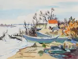 Au bord du Petit Rhône by Yves Brayer, 1955, Aquarelle et crayon sur papier, sold Apr 2024