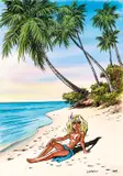 Colombe sur la plage by Dany, Encre de Chine, gouache et encres de couleur, sold Apr 2024