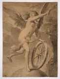 La Fortune by Gaetano Gandolfi, Crayon noir et craie blanche, sold Mar 2024