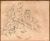 Etude de nymphes by François Boucher, Crayon noir, sold Mar 2024