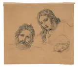 Trois têtes d'homme et de jeunes gens by Jacques-Louis David, Crayon noir, sold Mar 2024