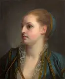 Portrait présumé de Mademoiselle Clairon en costume oriental by Jean-Baptiste Greuze, Huile sur toile, sold Mar 2024
