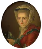 Portrait présumé d'Henriette Caudron, épouse de l'artiste by François Bruno Deshays de Colleville, Huile sur toile (Toile et châssis d'origine), de forme ovale, sold Mar 2024