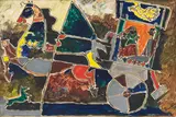 Untitled by M. F. Husain, Watercolour and pen on paper, sold Dec 2014