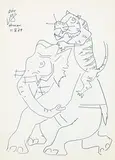 Untitled by M. F. Husain, Pen on paper, sold Dec 2014