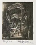 George Whitman by F. N. Souza, Ink on printed paper pasted on paper, sold Dec 2014
