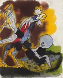 Untitled by M. F. Husain, Watercolour on paper, sold Dec 2014