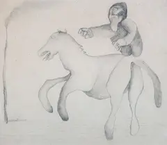 Last Journey by Manjit Bawa, Pencil on paper, sold Dec 2014