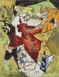 Untitled by Ghulam Rasool Santosh, Gouache on cardboard, sold Dec 2014