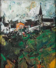 Untitled by S. H. Raza, Acrylic on paper, sold Dec 2014
