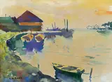 Untitled by S. H. Raza, Watercolour on handmade paper, sold Dec 2014