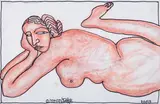 Nude by Jogen Chowdhury, Pastel and marker on paper pasted on board, offered Dec 2014