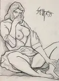 Untitled by F. N. Souza, Pencil on paper, sold Dec 2014