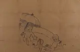 Untitled by M. F. Husain, Ink on brown paper pasted on paper, sold Dec 2014