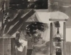 Untitled by Ram Kumar, Japanese ink on paper, offered Dec 2014