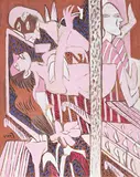 Viewer by K. G. Subramanyan, Gouache on handmade paper pasted on board, sold Dec 2014