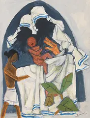 Untitled by M. F. Husain, Acrylic on canvas, sold Jun 2014
