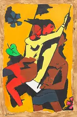 Untitled by M. F. Husain, Acrylic on canvas, sold Jun 2014