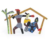 Kisan by M. F. Husain, Painted wood, sold Jun 2014