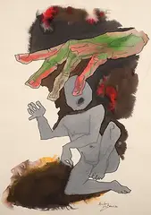 Untitled by M. F. Husain, Watercolour on paper, sold Jun 2014