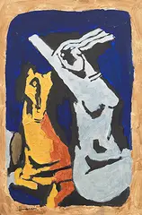 Untitled by M. F. Husain, Acrylic on canvas, sold Jun 2014
