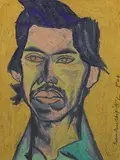 Untitled (Portrait of C.K. Rajan) by Surendran Nair, Oil Pastel on paper, sold Mar 2014