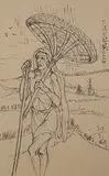 Untitled by Nandalal Bose, Graphite, pen and ink on postcard, sold Mar 2014