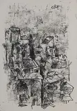 Untitled by M. F. Husain, Crayon, marker and charcoal on paper pasted on board, sold Mar 2014