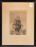 Ship by George Canning Wales, etching, sold Mar 2026
