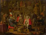 L'atelier du singe peintre by Nicolaes van Verendael, Huile sur panneau, sold Mar 2024