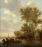 Le passage du bac by Salomon van Ruysdael, Huile sur panneau parqueté, sold Mar 2024