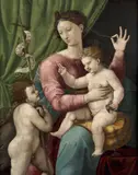 La Vierge à l'Enfant et le petit saint Jean-Baptiste by Laurens Barata, Huile sur panneau, doublé, sold Mar 2024