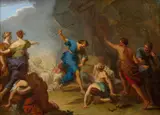 Moïse défend les filles de Jéthro by Nicolas Bertin, Huile sur toile, sold Mar 2024