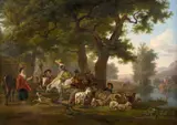 Halte à l'abreuvoir by Jean-louis Demarne, Huile sur panneau filassé, renforcé, sold Mar 2024