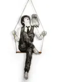 Entre ciel et Terre 6 by Levalet, 2016, Encre de Chine sur papier contrecollé sur bois découpé, tasseau de bois et corde, sold Apr 2024