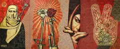 Middle East Mural by Shepard Fairey, 2009, Technique mixte sur toile, sold Apr 2024