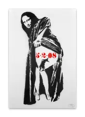 Monalisa by Nick Walker, 2013, Pochoir et peinture aérosol sur papier fixé sur bois, sold Apr 2024