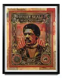 Bobby Seale by Shepard Fairey, 2004, Collage de sérigraphies (HPM) et technique mixte sur papier, sold Apr 2024