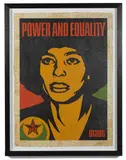 Angela Nubian (1998) by Shepard Fairey, 2019, Collage de sérigraphies (HPM) et technique mixte sur papier, sold Apr 2024